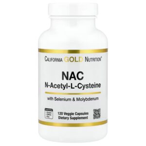 California Gold Nutrition, N-ацетил-L-цистеин с молибденом и селеном, 120 растительных капсул